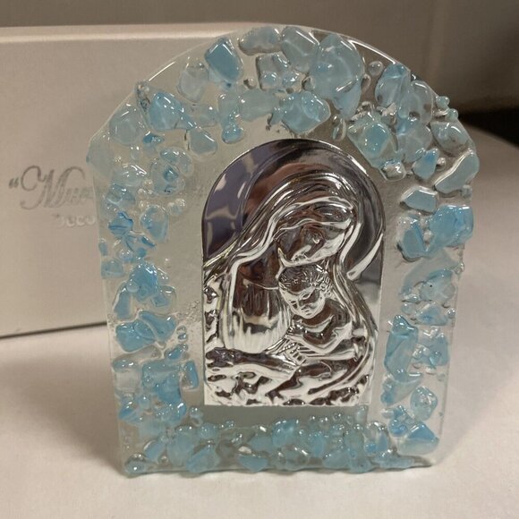Murano Art Deco Collection Art Glass Virgin Mary Madonna & Child Christianity - Picture 2 of 9